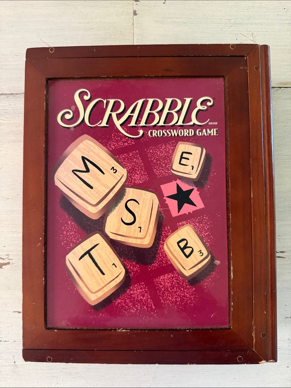 Scrabble Wooden Bookshelf Edition Vintage Board Game